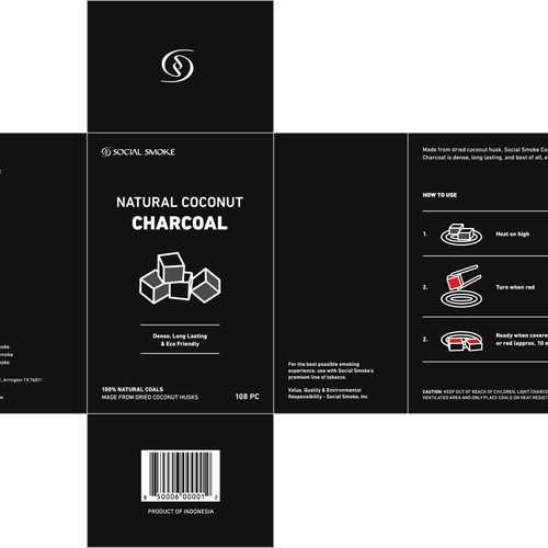 Create a box design for our new Coconut Charcoal Product packaging