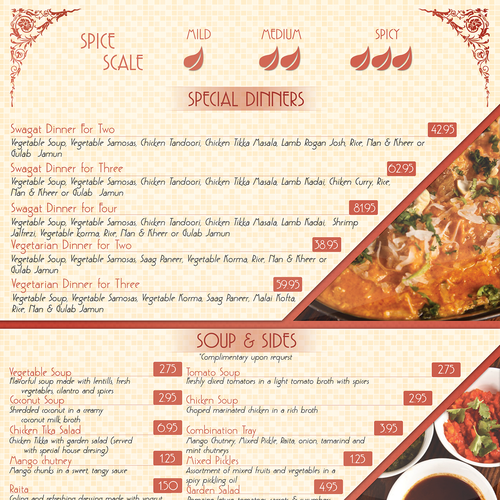 Recreate Indian Restaurant Menu Postkarten Flyer Printdesign