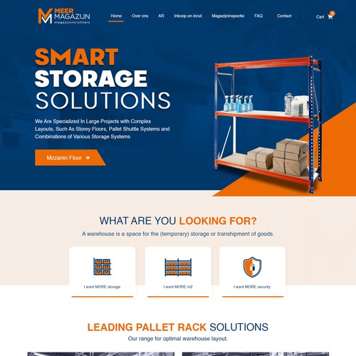 Creative website templates for a leading pallet racks company_ Meermagazijn Design by Adventix