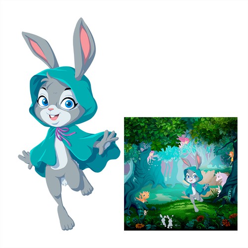 Cloak-Wearing Bunny Character (Vector) for Children's Book!-ontwerp door rezahales