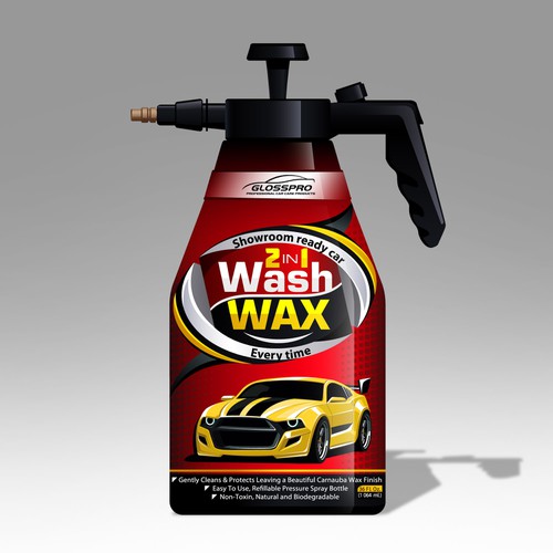 Glosspro "2 in 1 Car Wash and Wax" (Waterless Carwash)  Label Design by Yeni Rostislav