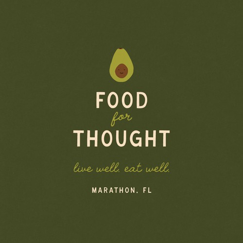 Fresh, Playful Island-Inspired Logo for Food For Thought – Organic Café & Market in the Florida Keys Design by EWMDesigns