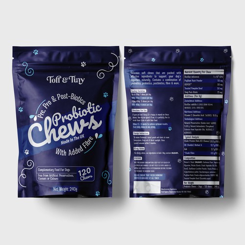 Pouch packaging design - Probiotic Chews for dogs Design by sadiaafrinrumky