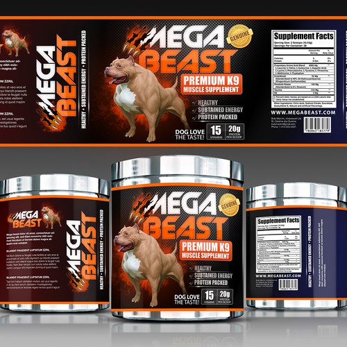 Mega Beast Dog Muscle Supplement Needs Product Label Product Label Contest 99designs