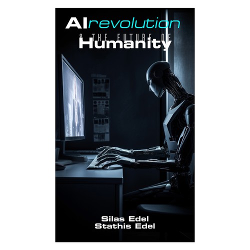 Futuristic AI Book Cover - AI vs Humans/Dark Design by Windmill Designer™
