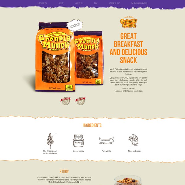 Design by Natalia N titled "Landing page for Granola Munch Product"