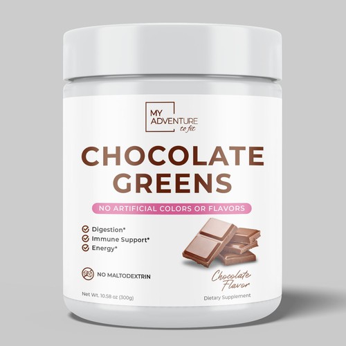 Chocolate Greens Superfood label design Design by Bee Man