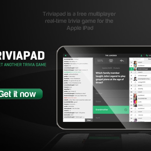 Create a banner ad for the Triviapad iPad app Design by Stefanjovic.design