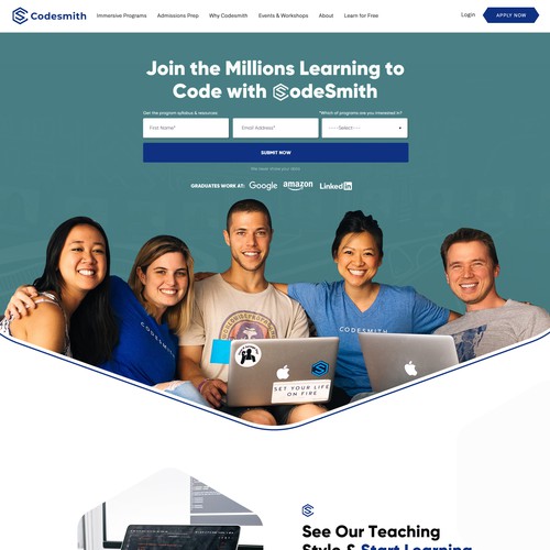 "New website homepage design to attract software engineering students" Design by Interframers™