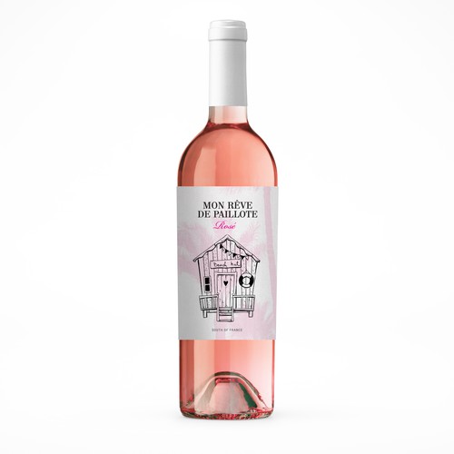 Rosé Wine Label " Mon rêve de Paillote" ("My dream of beach bar") Design by nestorson