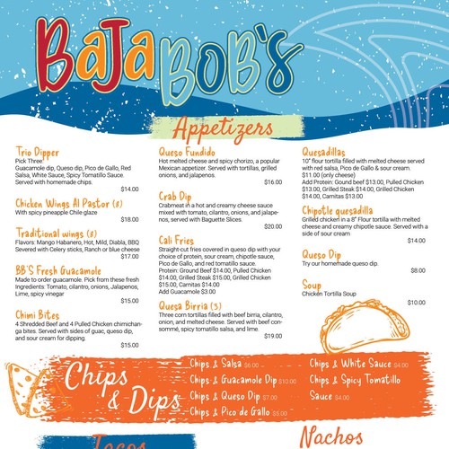 Menu contest entry by Jenna Lynn Design