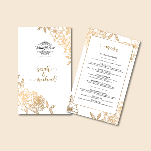 Menus for The Vintage Rose Design by Ings