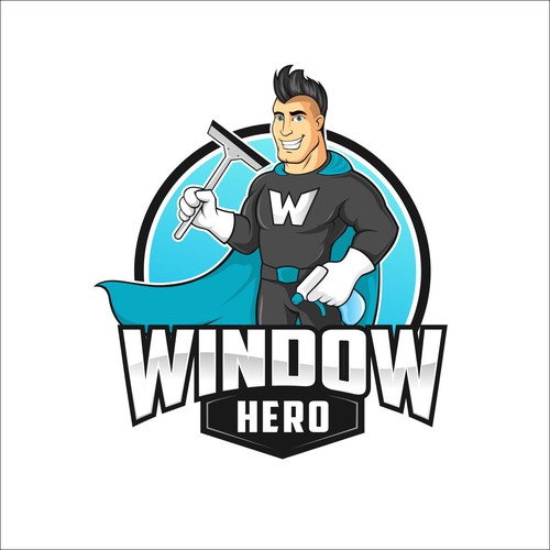 Design a mascot logo for Window Hero, a window washing company Design by AzZura83