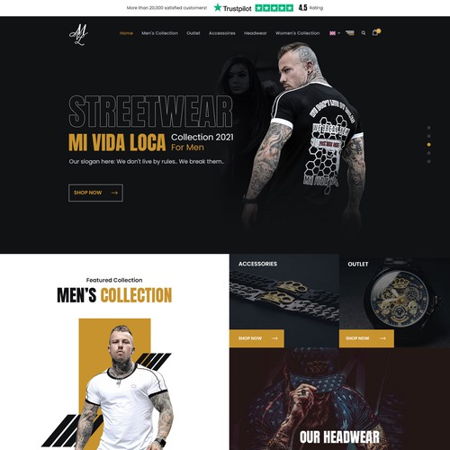 Mi vida loca Streetwear webdesign productpage and homepage Design by AKDCreative