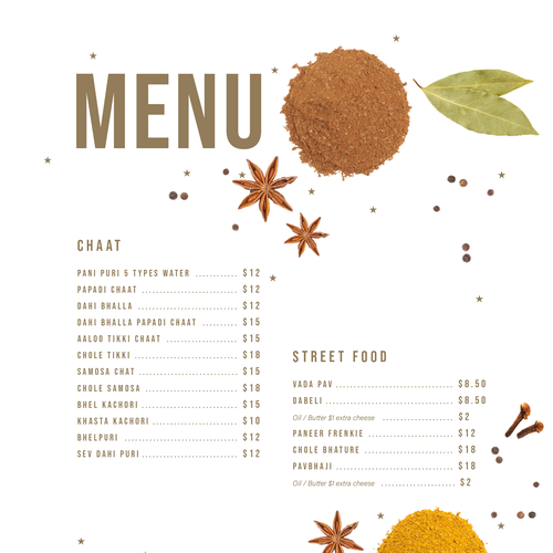 Indian Restaurant Menu Design Design by wildhare