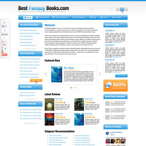 Help Best Fantasy Books with a new website design Réalisé par Dana-s