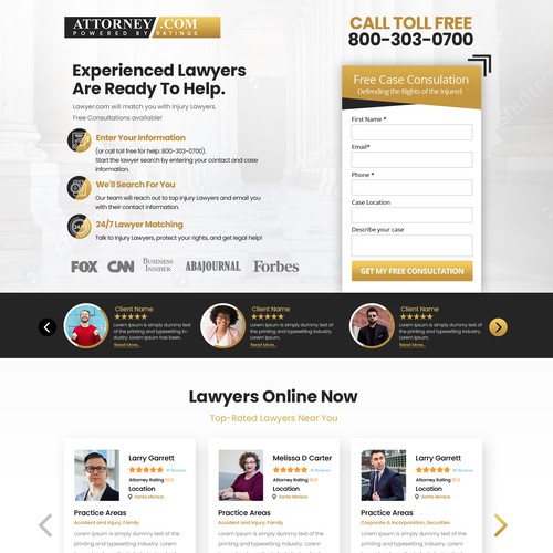 Design a Landing Page for Attorney.com Design by Rith99★ ★ ★ ★ ★