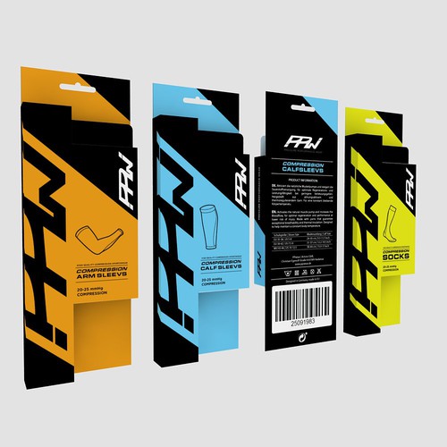 Create a packaging design for a premium Sport Compression Wear brand