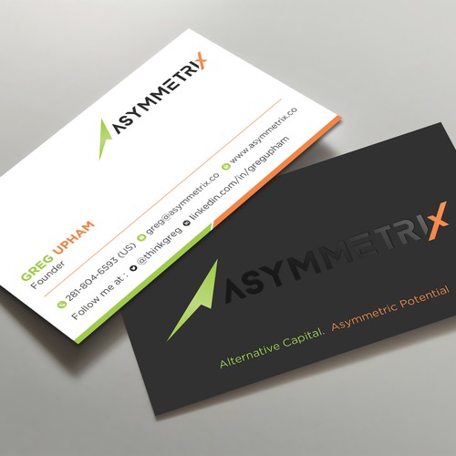 Design a cool, edgey but sophisticated business card for an alternative investment firm. Design von prosenjit_P