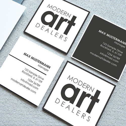 Create a MODERN logo and business card for a fine art gallery specializing in modern art Design by Frau Ma