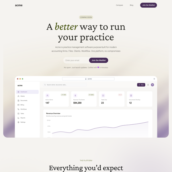Web design - Three (3) pages - Home + Blog Index + Blog Post Page