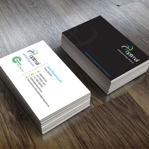 Create new business cards for Optimal Group Design by designsbyHisgrace