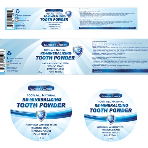 Labels for Natural Oral Care Regimen Mouthwash and Tooth Powder