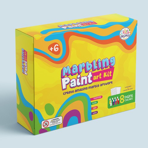 Design a colorful packaging for our new marbling paint art kit for kids, Product packaging contest