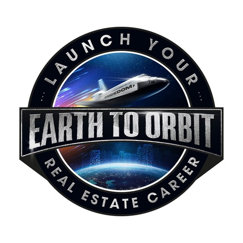 Realistic Logo for "Earth to Orbit" Sales Course. Achieve financial freedom through real estate. Design by GIRA.