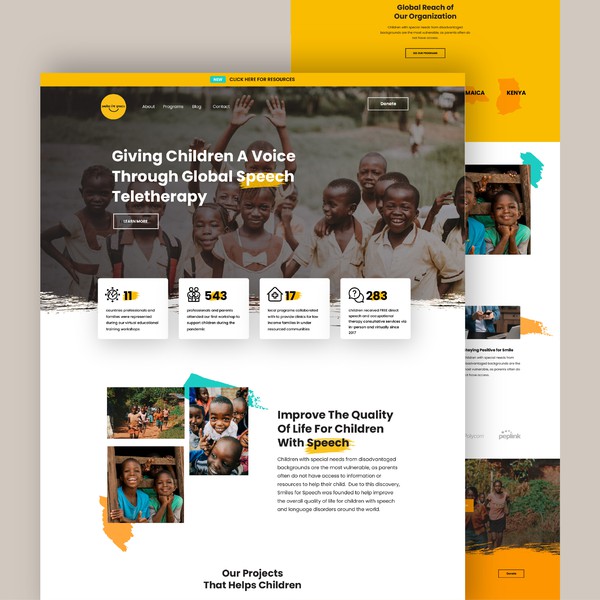 Design by Kelvin Junius titled "Website Design for Smile , non profit Organization for Africa"
