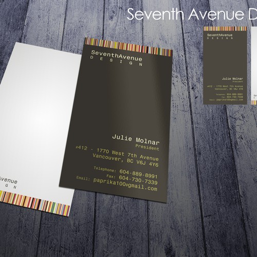 Quick & Easy Business Card For Seventh Avenue Design Design by sadzip