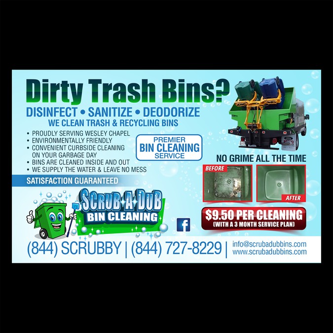 ScrubADub Bin Cleaning Postcard, flyer or print contest