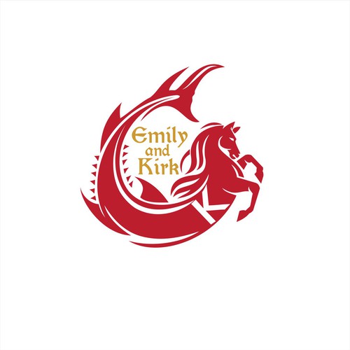 Emily and Kirk Wedding Logo Horse Fish Design by GA19