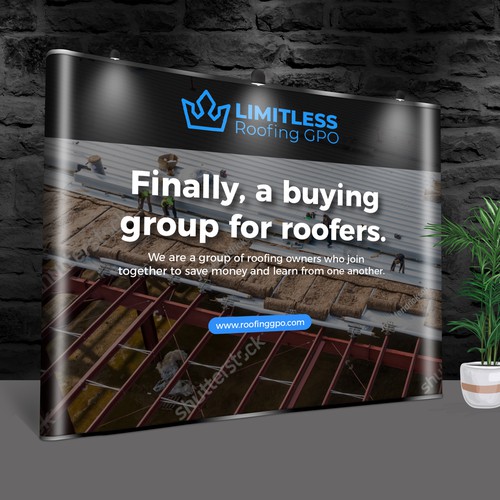 Design a tradeshow backdrop for roofing buying group Design by BrainStorm.
