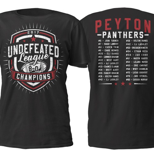 Design a cool t-shirt for a middle school football championship team., T-shirt contest