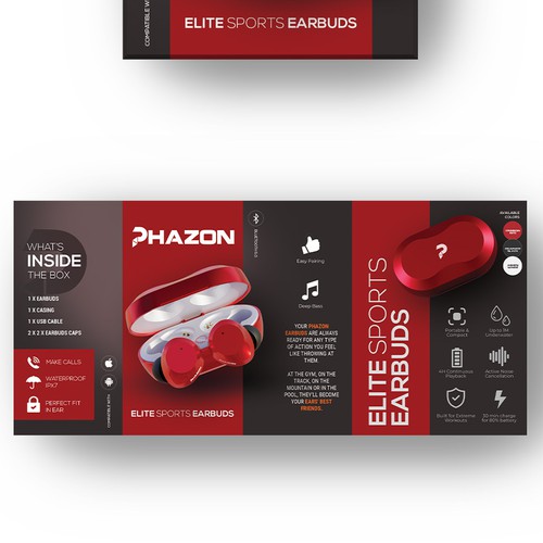 Wireless earbuds packaging box sleeve design Design by intanamir