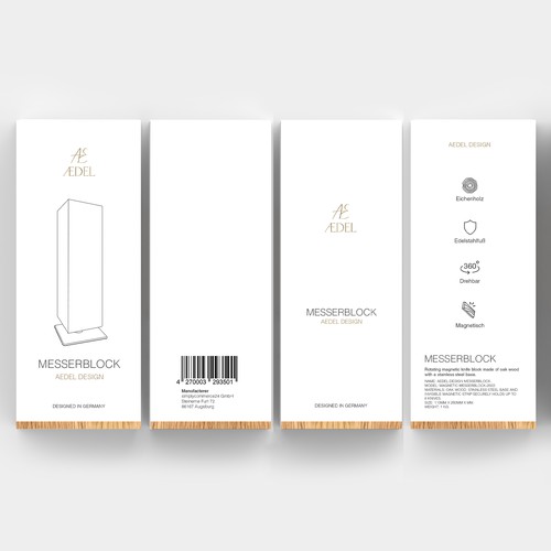 Design of an elegant product packaging for the first product of a new brand. Rotating knife block Design by Ahmed.elroumi