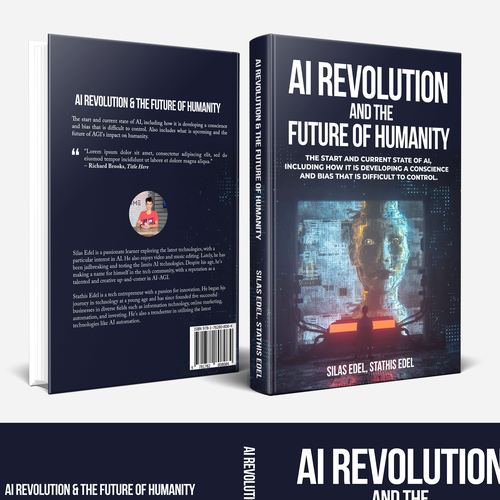 Futuristic AI Book Cover - AI vs Humans/Dark Design by Hisna