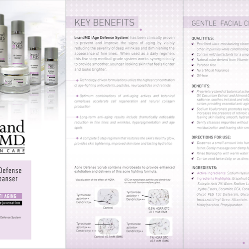 Skin care line seeks creative branding for brochure & fact sheet Réalisé par Edgard K