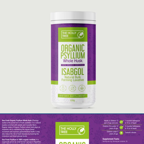 Organic Psyllium Whole Husk Label Design by Totoya