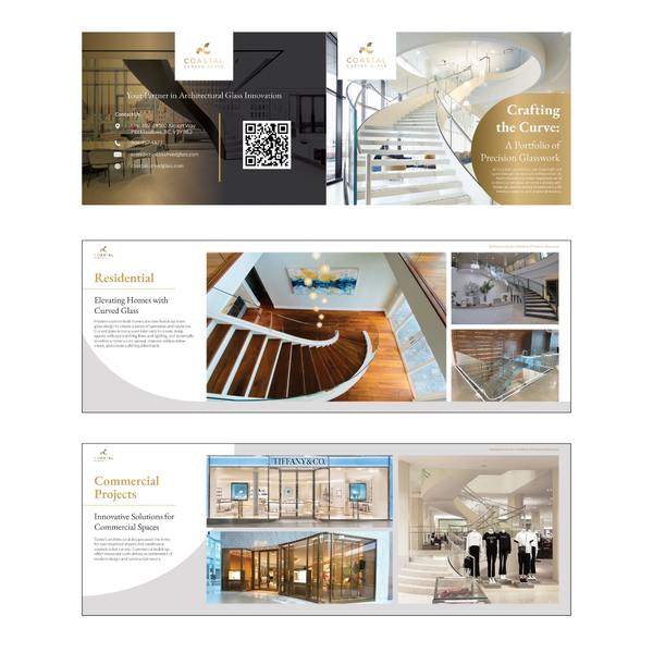 Design an architecturally stunning brochure featuring our custom curved glass