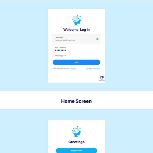 Please freely create the main (3) screens UI Design by ⚡️unbox.style⚡️