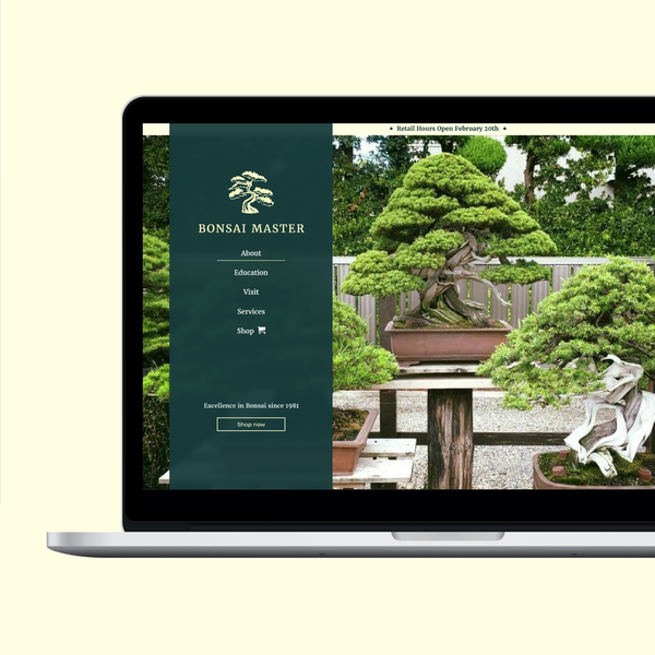 Design by Tarang B. titled "Premium Bonsai Nursery Website Design"