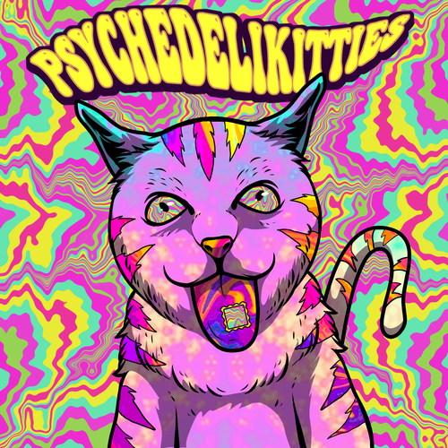 Psychedelic Cats Auto Generated Trading Cards to raise money for Cat Rescue Design von Amieru