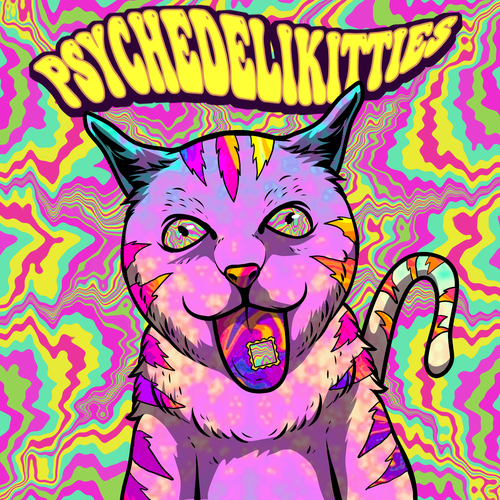 Psychedelic Cats Auto Generated Trading Cards to raise money for Cat Rescue デザイン by Amieru