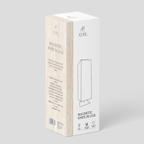 Design of an elegant product packaging for the first product of a new brand. Rotating knife block Design by Dimario Moretti