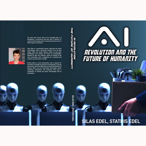 Futuristic AI Book Cover - AI vs Humans/Dark Design by Aaniyah.ahmed