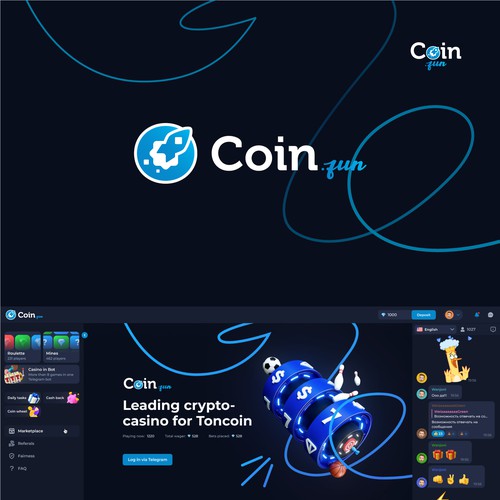 Coin.fun – Crypto Casino/Gambling Logo Design by Owlskul