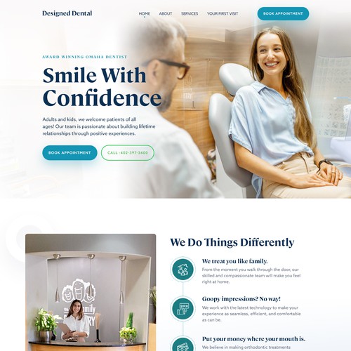 Home page for dental practice Design by monodeepsamanta