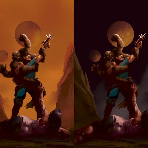 70's style science-fantasy custom art for book cover Design by licarto